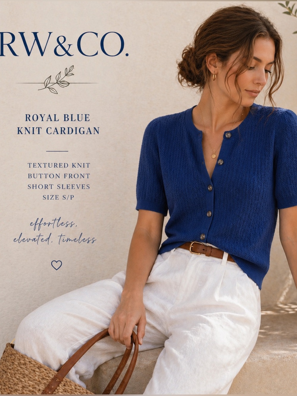 RW&CO. Navy Textured Knit Top